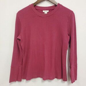Sundance Womens Waffle Knit Velvet Cuff Thermal Top‎ Size L Petite Pink Layers